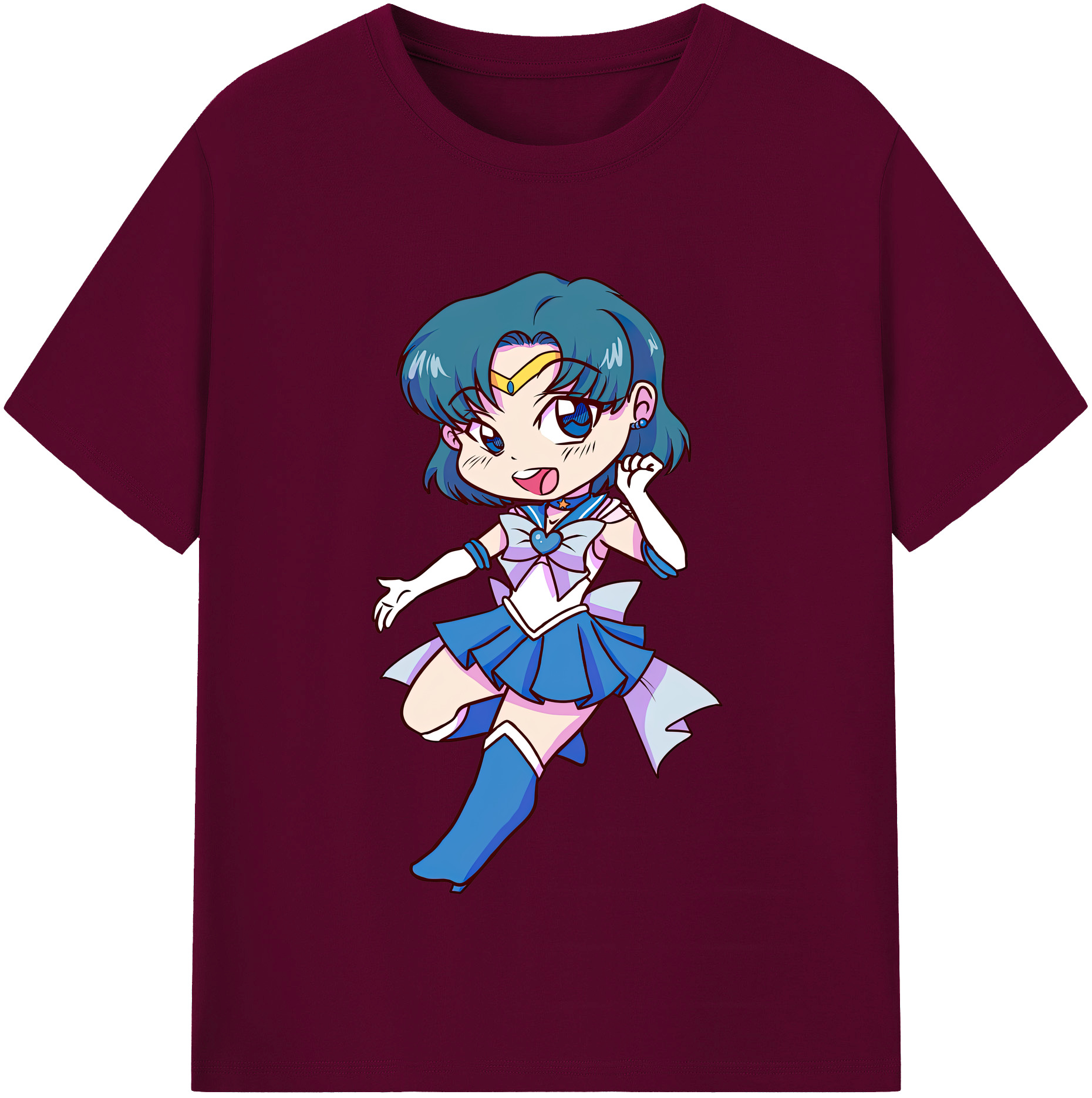 （画像用） 美少女戦士セーラームーン 水野 亜美 みずの あみ Sailor Moon Mizuno Ami レディースカジュアルプリントTシャツ（綿100％）
